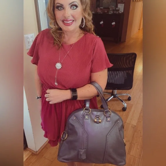 Authenticated YSL Muse bag Elegant Gray Leather Women's Bag - Picture 5 of 16